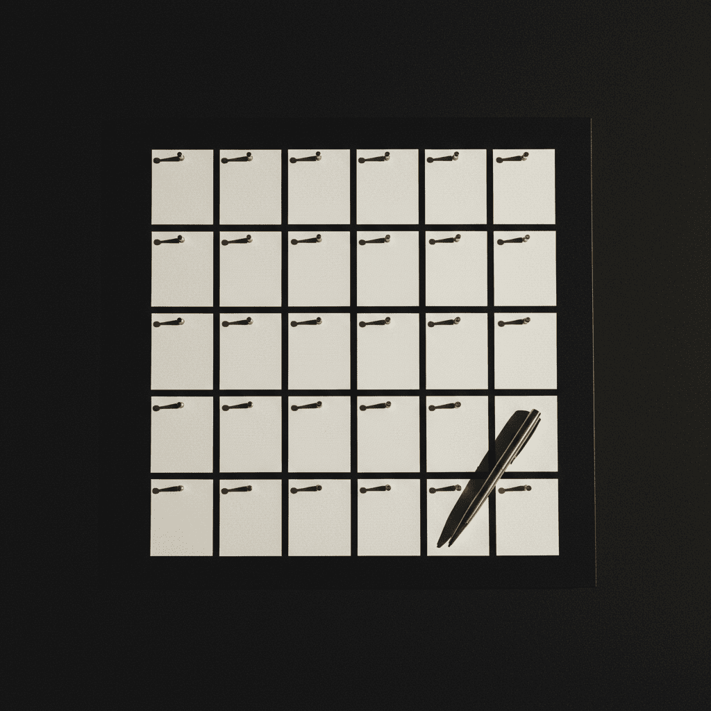 Tablero editorial con fichas de estrategia en luz dorada